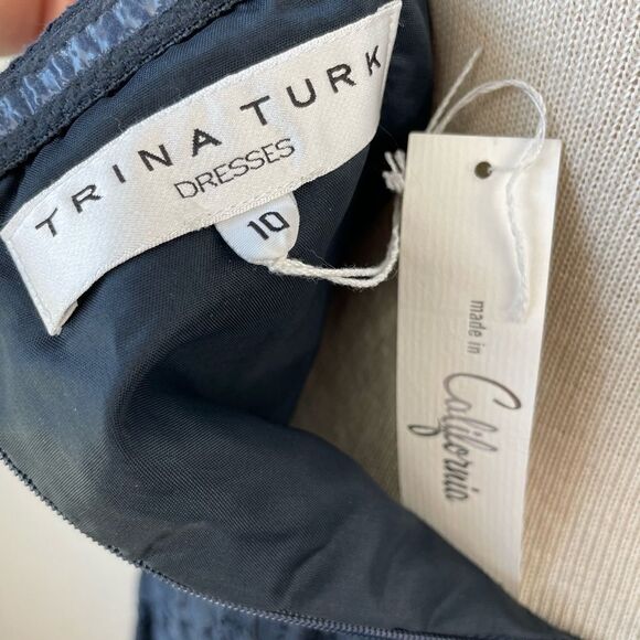 NWT Trina Turk Blue Formal Midi Dress Size 10 - Picture 7 of 8